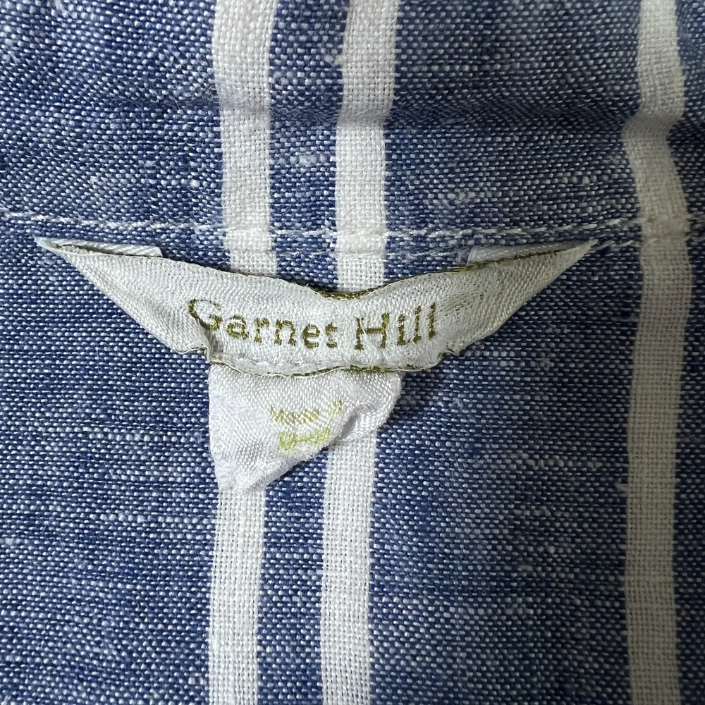 Garnet Hill Womens Easy Linen Tunic‎ Striped Size Medium Coastal Oversized Work - Picture 5 of 8